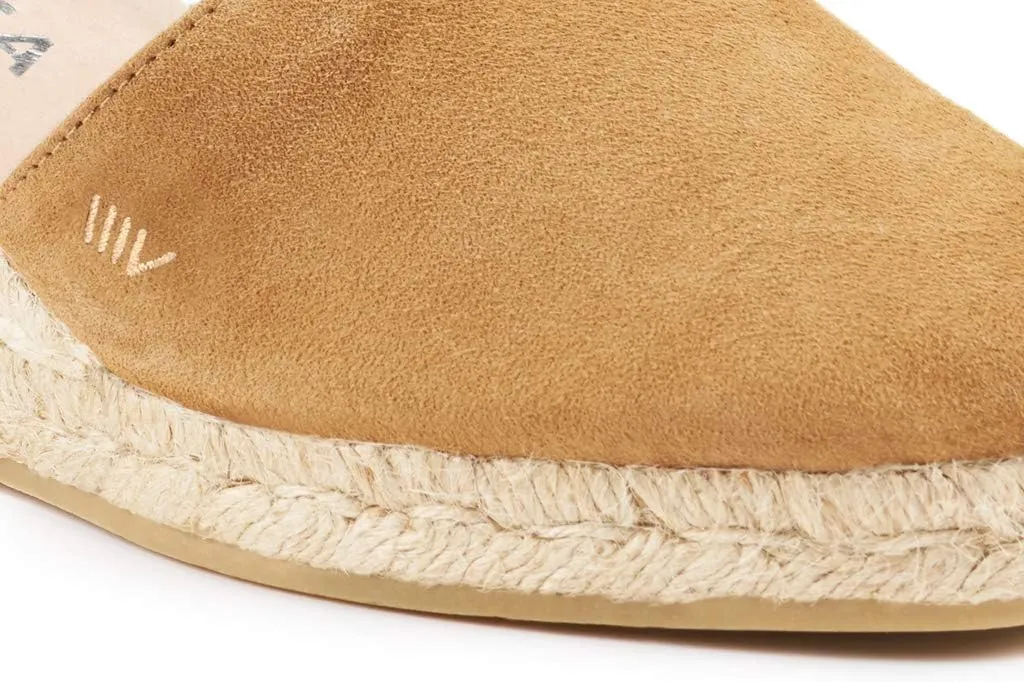 VISCATA Fosca Suede Wedge Handmade 2 ½” Heel Women's Sandals with Extra Cushioned Inner Sole, Soft Ankle Ties, and 100% Natural Jute Midsole for Comfort and Style