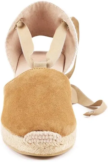 VISCATA Fosca Suede Wedge Handmade 2 ½” Heel Women's Sandals with Extra Cushioned Inner Sole, Soft Ankle Ties, and 100% Natural Jute Midsole for Comfort and Style