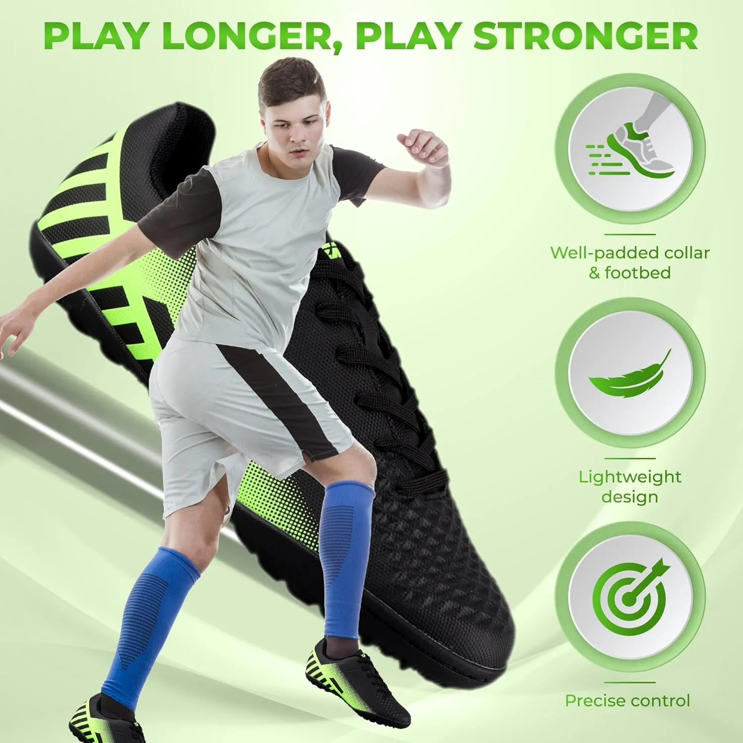 Vizari Santos Turf Soccer Shoes for Teen & Adult | Lightweight Football Turf Shoes with Dual Color Synthetic Upper | Durable Athletic Turf Shoes with Rubber Outsole for Men and Women