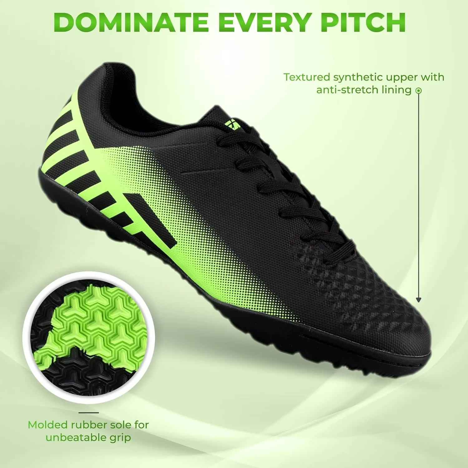 Vizari Santos Turf Soccer Shoes for Teen & Adult | Lightweight Football Turf Shoes with Dual Color Synthetic Upper | Durable Athletic Turf Shoes with Rubber Outsole for Men and Women