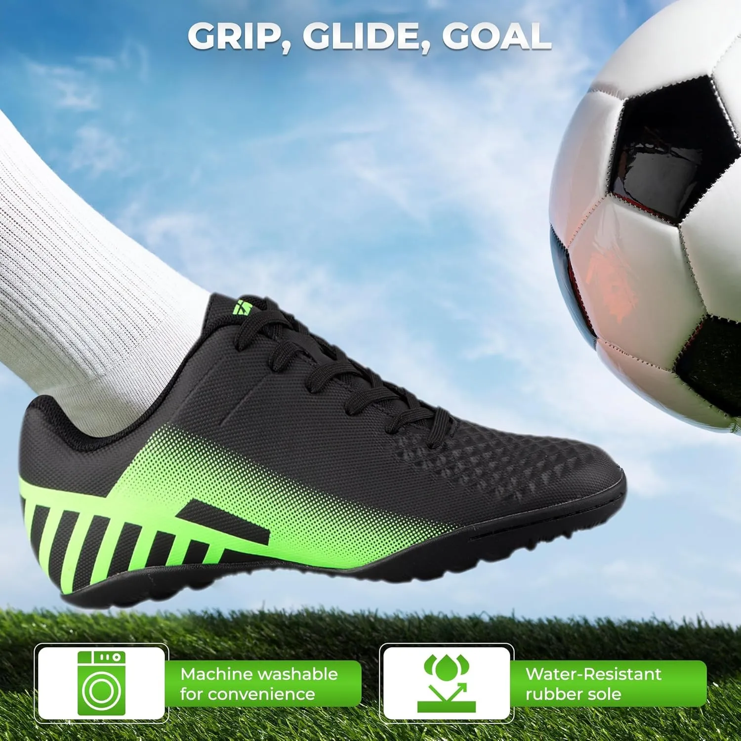 Vizari Santos Turf Soccer Shoes for Teen & Adult | Lightweight Football Turf Shoes with Dual Color Synthetic Upper | Durable Athletic Turf Shoes with Rubber Outsole for Men and Women
