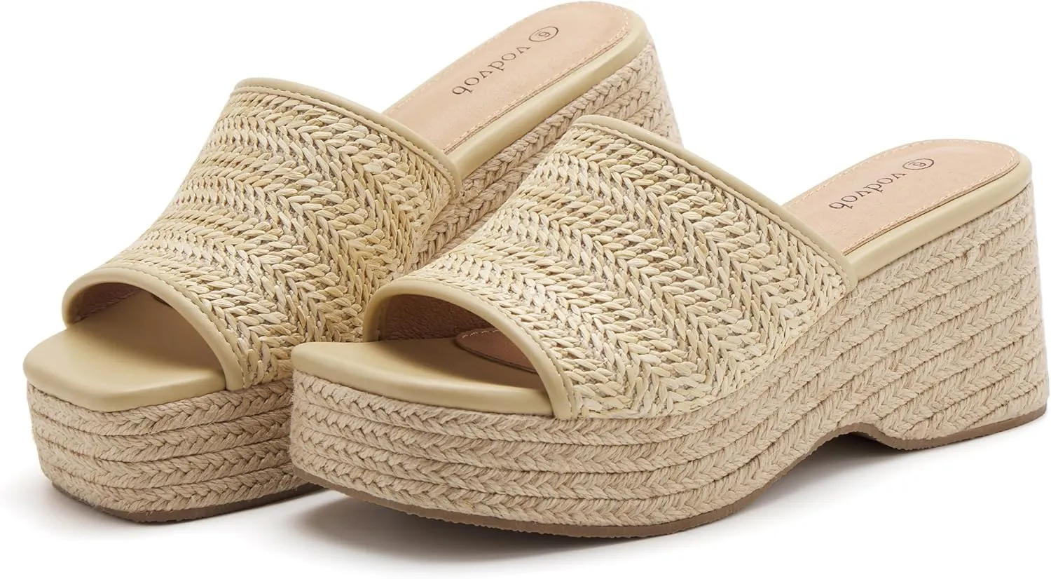 vodvob Platform Sandals for Women Wedges Open Toe Comfort Slip On Mules Bohemia Sandals Casual Summer Slides Espadrille Sandals