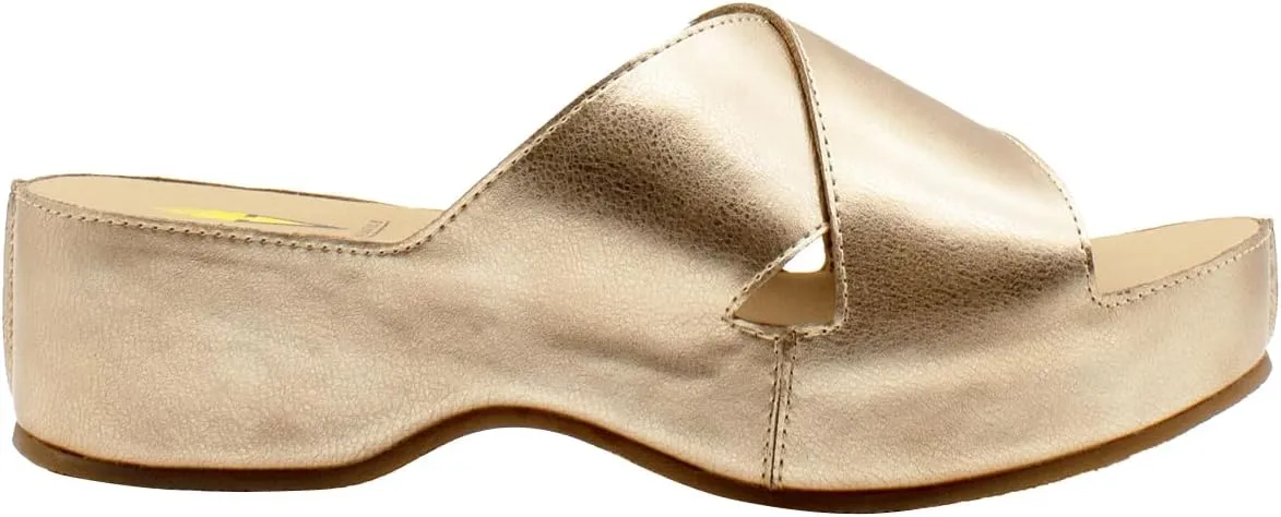 VOLATILE Womens Edith Metallic Platform Slide Casual Sandals Casual Low Heel 1-2" - Gold