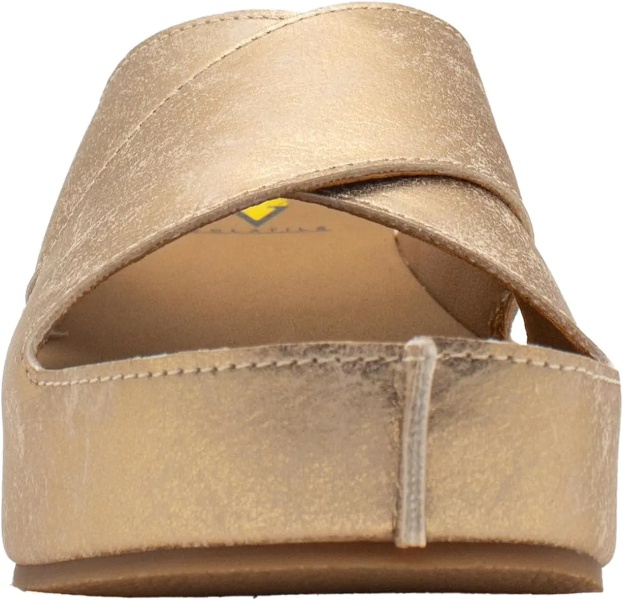 VOLATILE Womens Edith Metallic Platform Slide Casual Sandals Casual Low Heel 1-2" - Gold