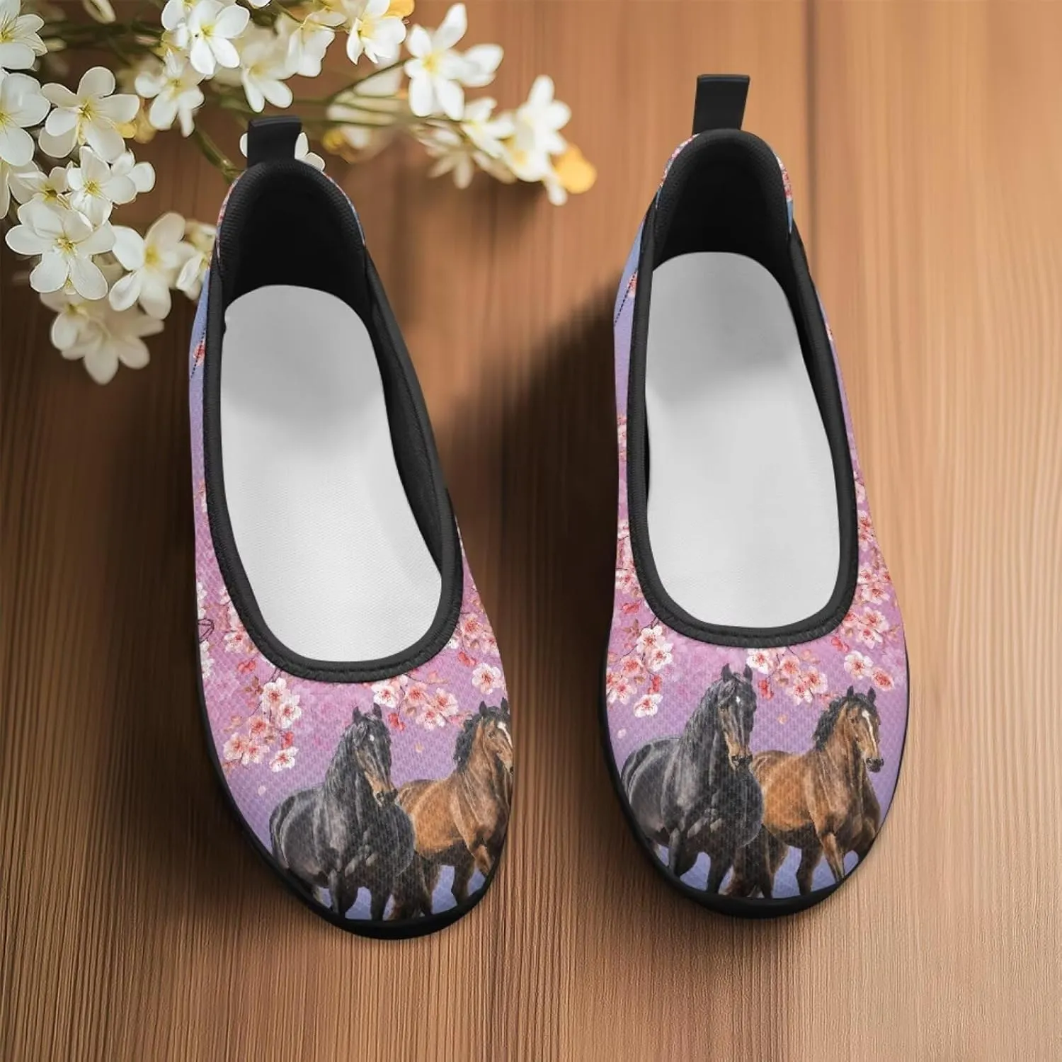 Walking Loafers Sneakers Horse Flats Womens Low Cut Shoes Casual Workout Office Comfort Low Cut Shoe Lightweight Mesh Athletic Sneaker