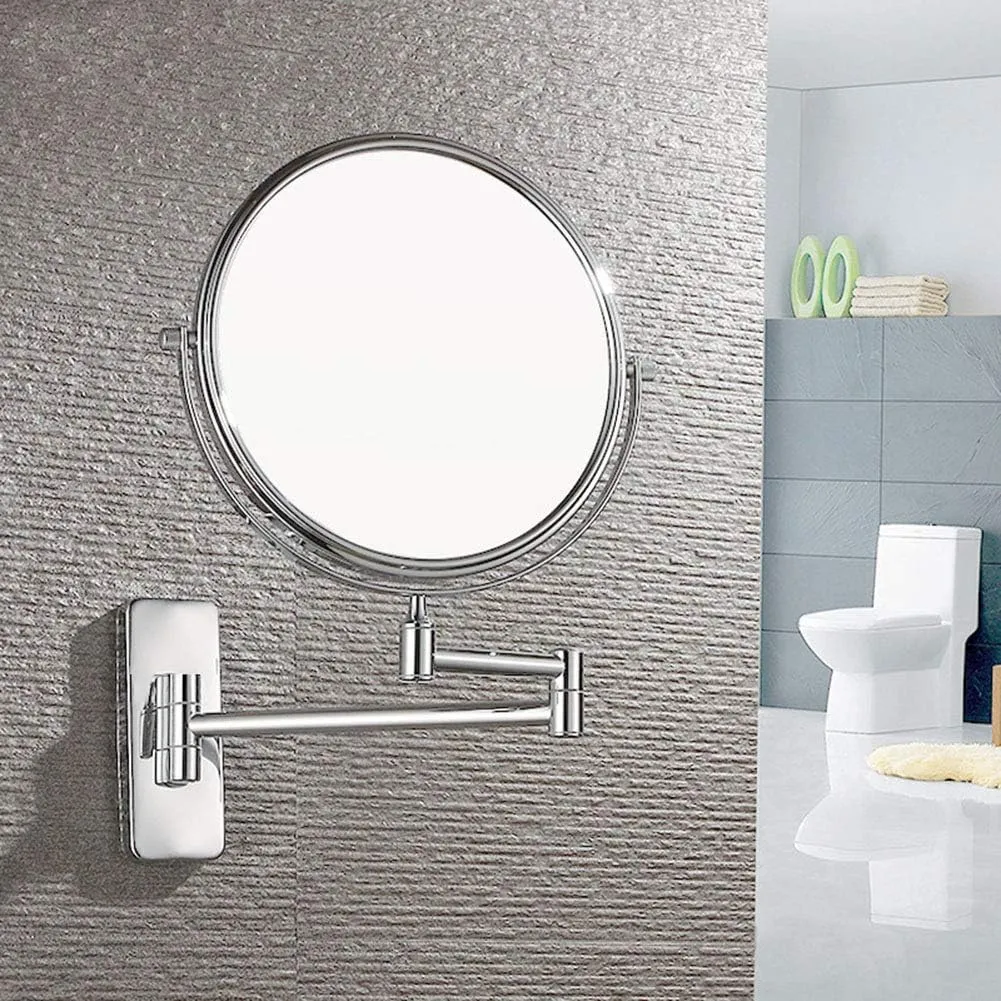 Wall Mounted Makeup Mirror with Magnification, Makeup Mirror for Bathroom, Two-Sided Extendable, 360 Degree Swivel, Extendable Arm, No Light, for Girls