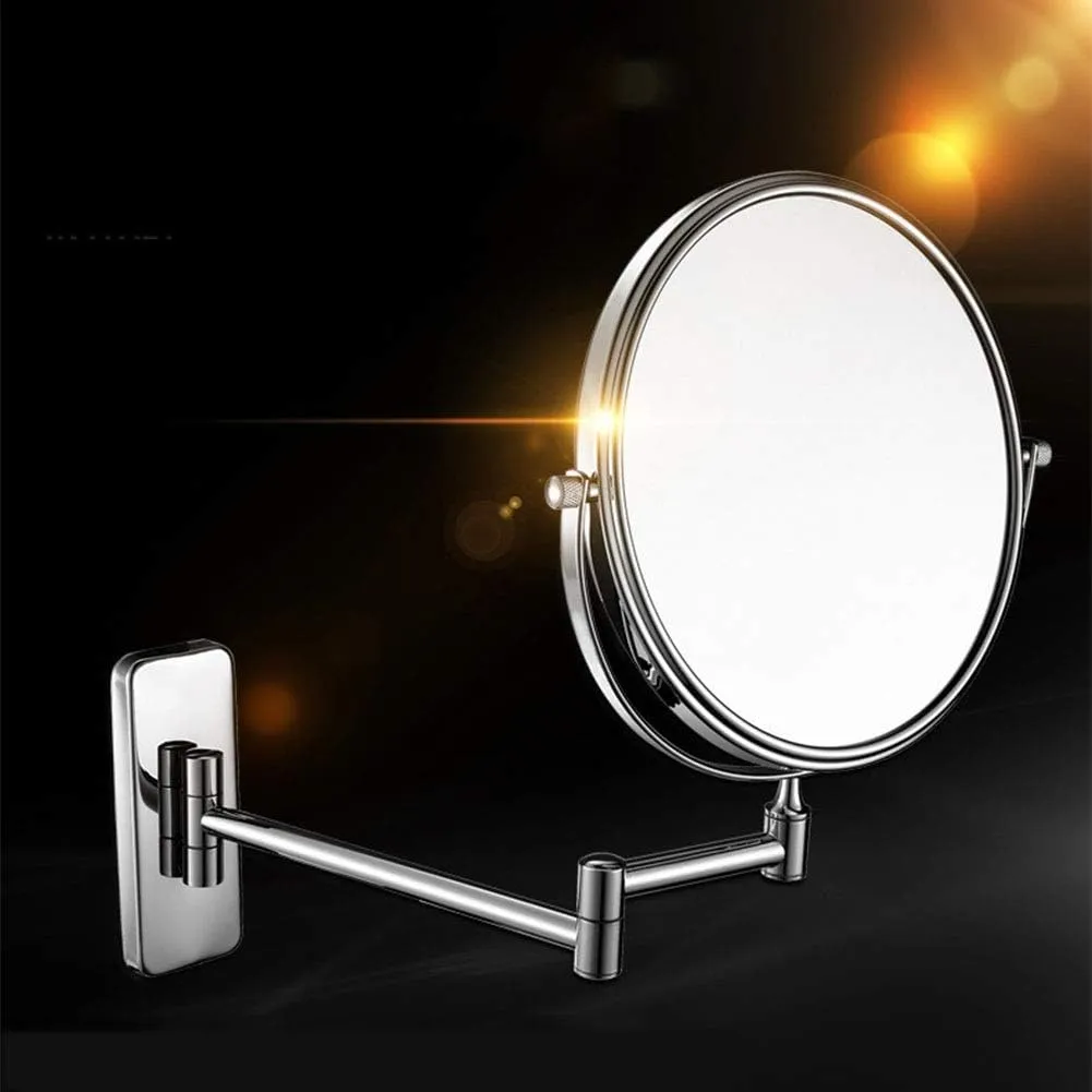 Wall Mounted Makeup Mirror with Magnification, Makeup Mirror for Bathroom, Two-Sided Extendable, 360 Degree Swivel, Extendable Arm, No Light, for Girls