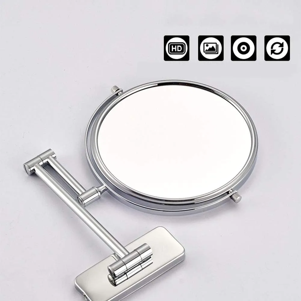 Wall Mounted Makeup Mirror with Magnification, Makeup Mirror for Bathroom, Two-Sided Extendable, 360 Degree Swivel, Extendable Arm, No Light, for Girls
