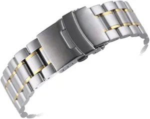 Watch Strap, Stainless Steel Strap 18mm 20mm 22mm Strap Men's and Women's Unfolding Buckle Solid Metal Wrist Strap Jewelry Bracelet (Band Color : Silver, Band Width : 20mm)