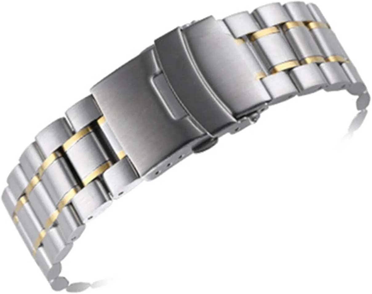 Watch Strap, Stainless Steel Strap 18mm 20mm 22mm Strap Men's and Women's Unfolding Buckle Solid Metal Wrist Strap Jewelry Bracelet (Band Color : Silver, Band Width : 20mm)