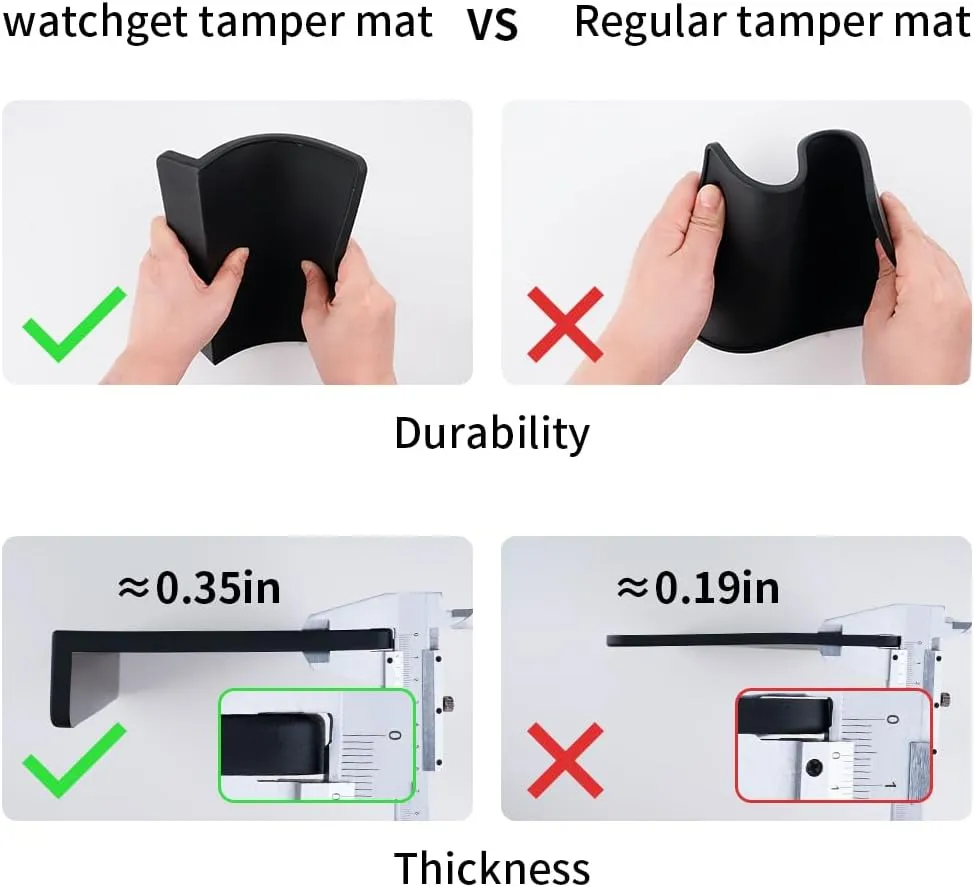 watchget Espresso Tamping Mat, Coffee Tamper Mat, Black Food Grade Silicone Pad, 8Inch X 6Inch Coffee Tamping Mat, Portafilter Mat For Barista, Upgrade Dustproof Waterproof and Heat Resistant