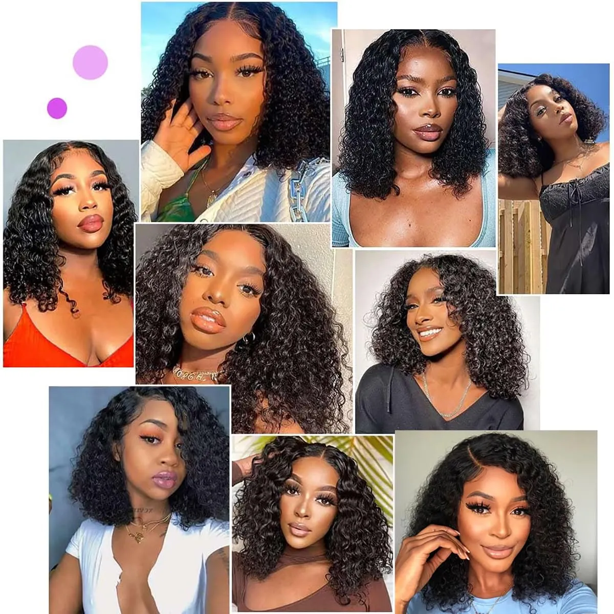 Wear and Go Bob Wigs Human Hair Deep Wave Ready to Wear Glueless Wigs Human Hair Pre Plucked Pre Cut 4x4 Curly Human Hair Bob Wigs for Black Women 14 Inch