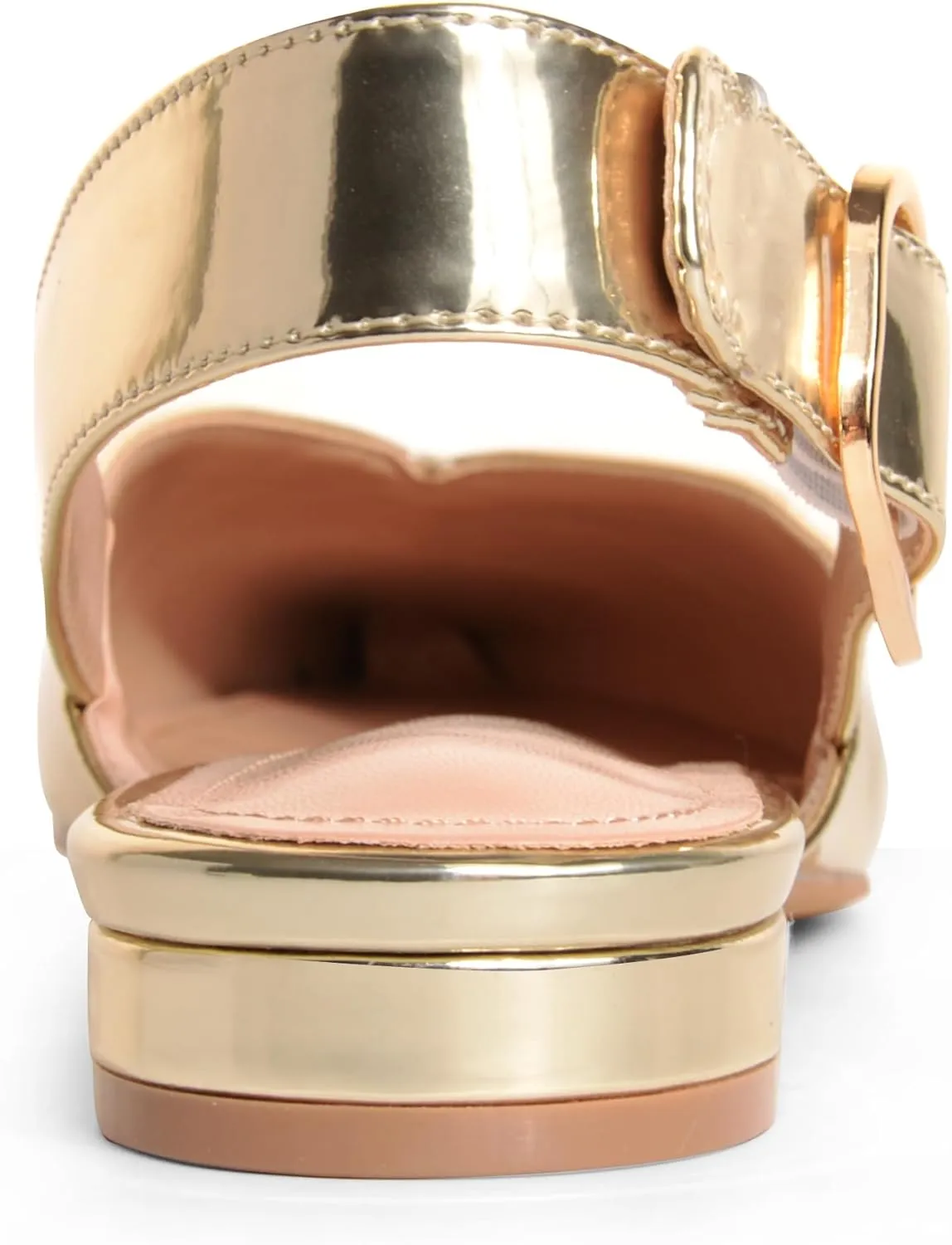 White Slingback Flat Shoes for Women Pointed Toe Adjustable Buckle Flat Mule Sandals Casual Comfortable Office Dressy Shoes