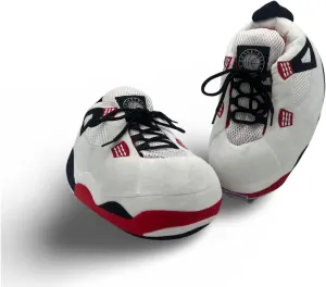 White/Red IV Plush Cozy Sneaker Slippers, Kicks, Shoes, Novelty, One Size Fits Most