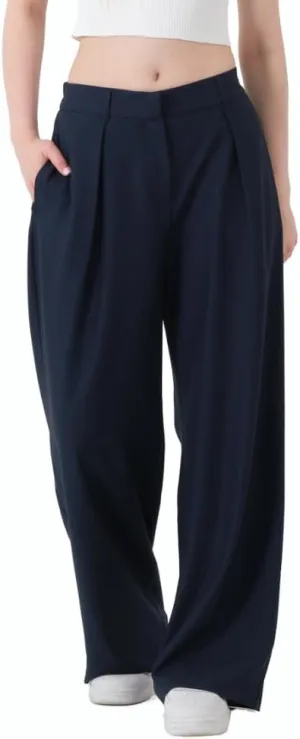 Wide Leg Work Pants Women’s Elastic High Waisted Casual Office Dress Pants Trousers with Pocket Normal and Plus Size Slacks