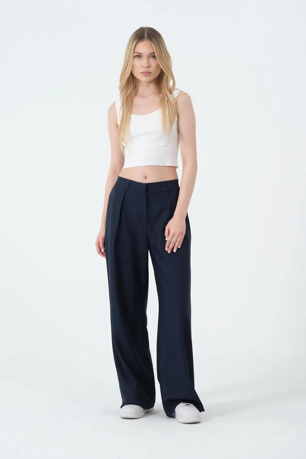 Wide Leg Work Pants Women’s Elastic High Waisted Casual Office Dress Pants Trousers with Pocket Normal and Plus Size Slacks