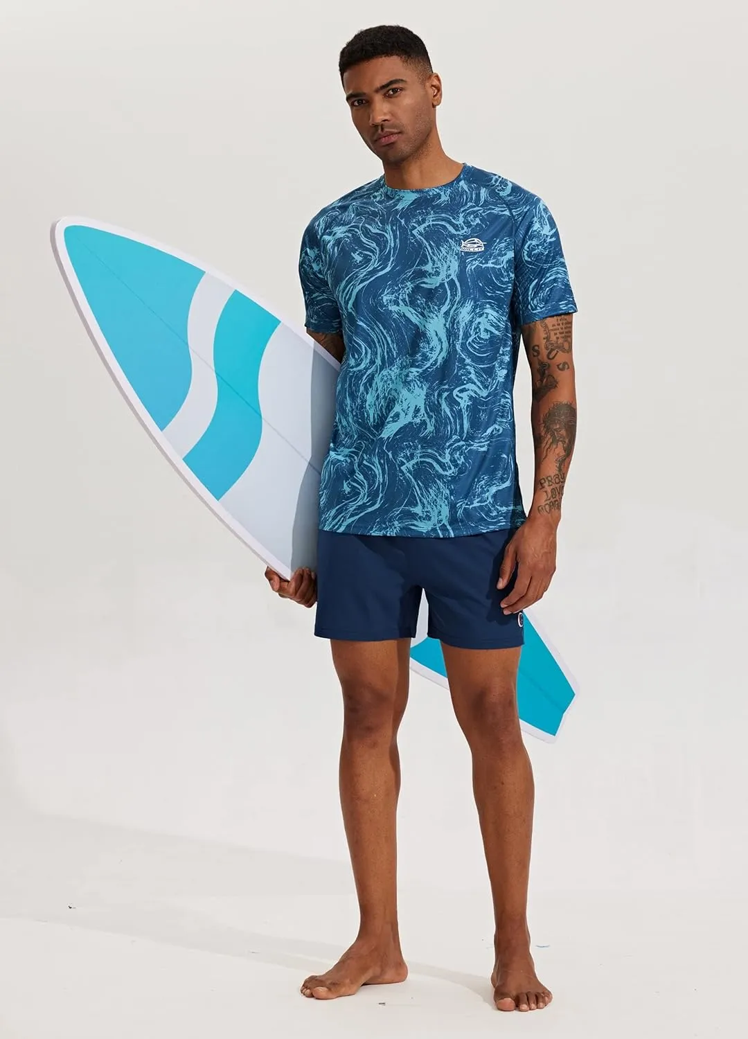 Willit Men's Rashguard Swim Shirt Short Sleeve UPF 50  Sun Protection Shirt SPF Quick Dry Water Shirt