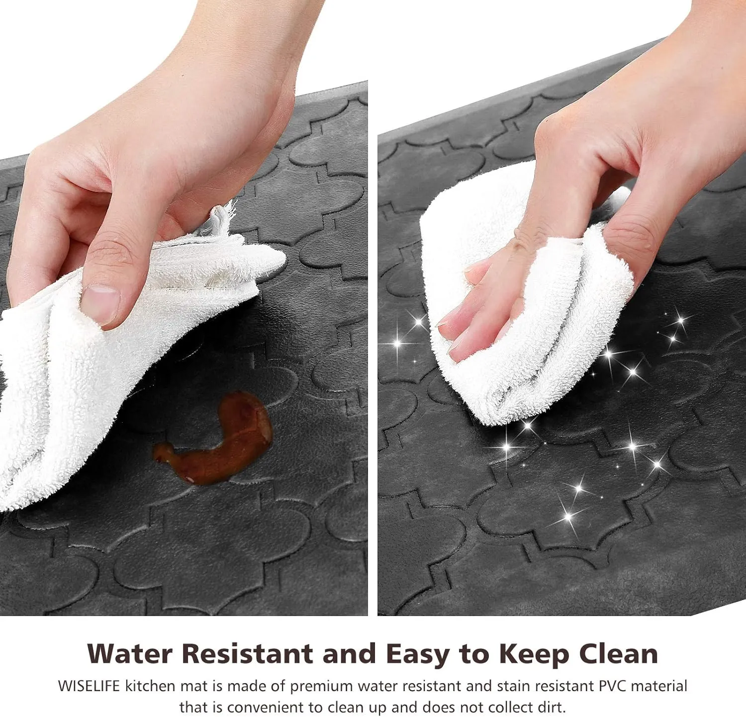 WISELIFE Cushioned Anti-Fatigue Floor Mat, 17.3"x60", Thick Non Slip Waterproof Heavy Duty Foam Standing Rugs for Kitchen, Floor, Home, Office, Desk, Sink, Laundry, Grey