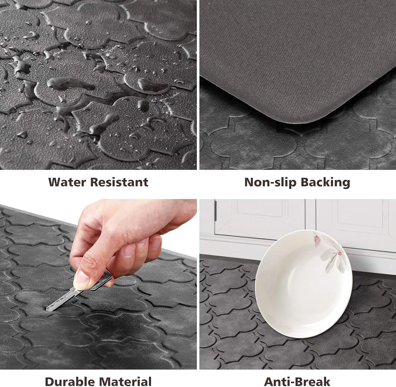 WISELIFE Cushioned Anti-Fatigue Floor Mat, 17.3"x60", Thick Non Slip Waterproof Heavy Duty Foam Standing Rugs for Kitchen, Floor, Home, Office, Desk, Sink, Laundry, Grey