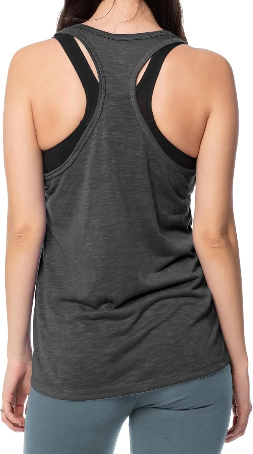 Women's 5 Pack Everyday Flowy Burnout Racer Back Active Workout Tank Tops