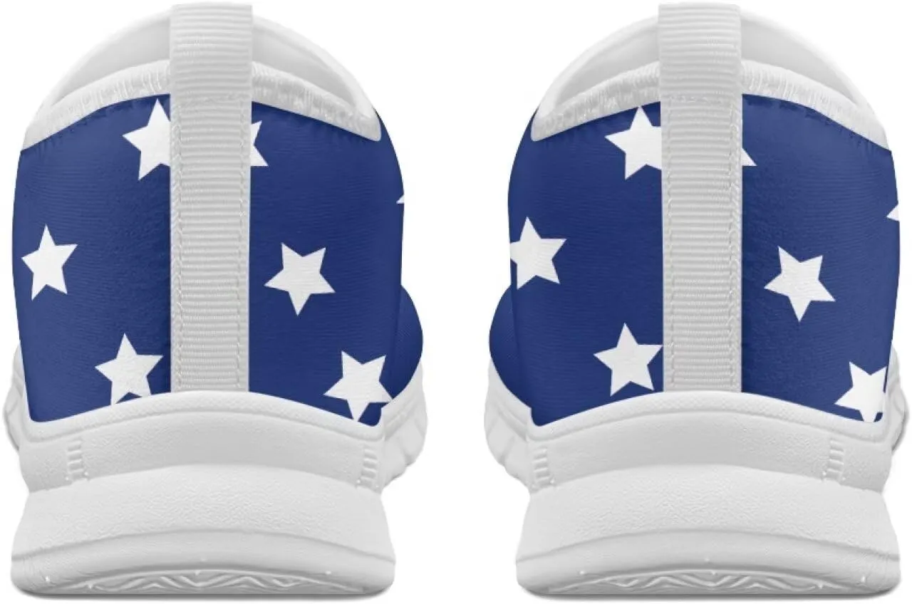 Women's American Flag Sneaker Slip On Low Top Soft Casual Breathable Mesh Outdoor Lightweight Flat Walking Sneaker