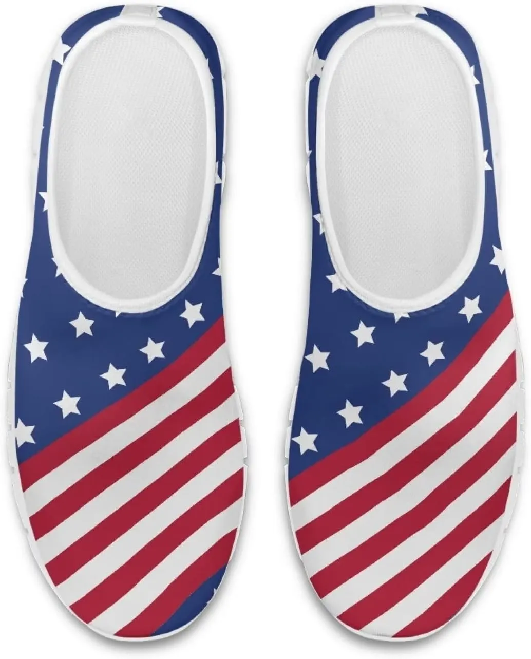 Women's American Flag Sneaker Slip On Low Top Soft Casual Breathable Mesh Outdoor Lightweight Flat Walking Sneaker