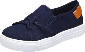 Women's Canvas Shoes Fashion Bow Tie Loafer Flats Summer Comfortable Slip On Sneakers Lightweight Low Top Flat Walking Shoes