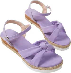Women's Chic Light Green Platform Wedge Sandals with Knot - Front and Adjustable Ankle Strap, Lightweight Breathable Comfort for Daily Wear