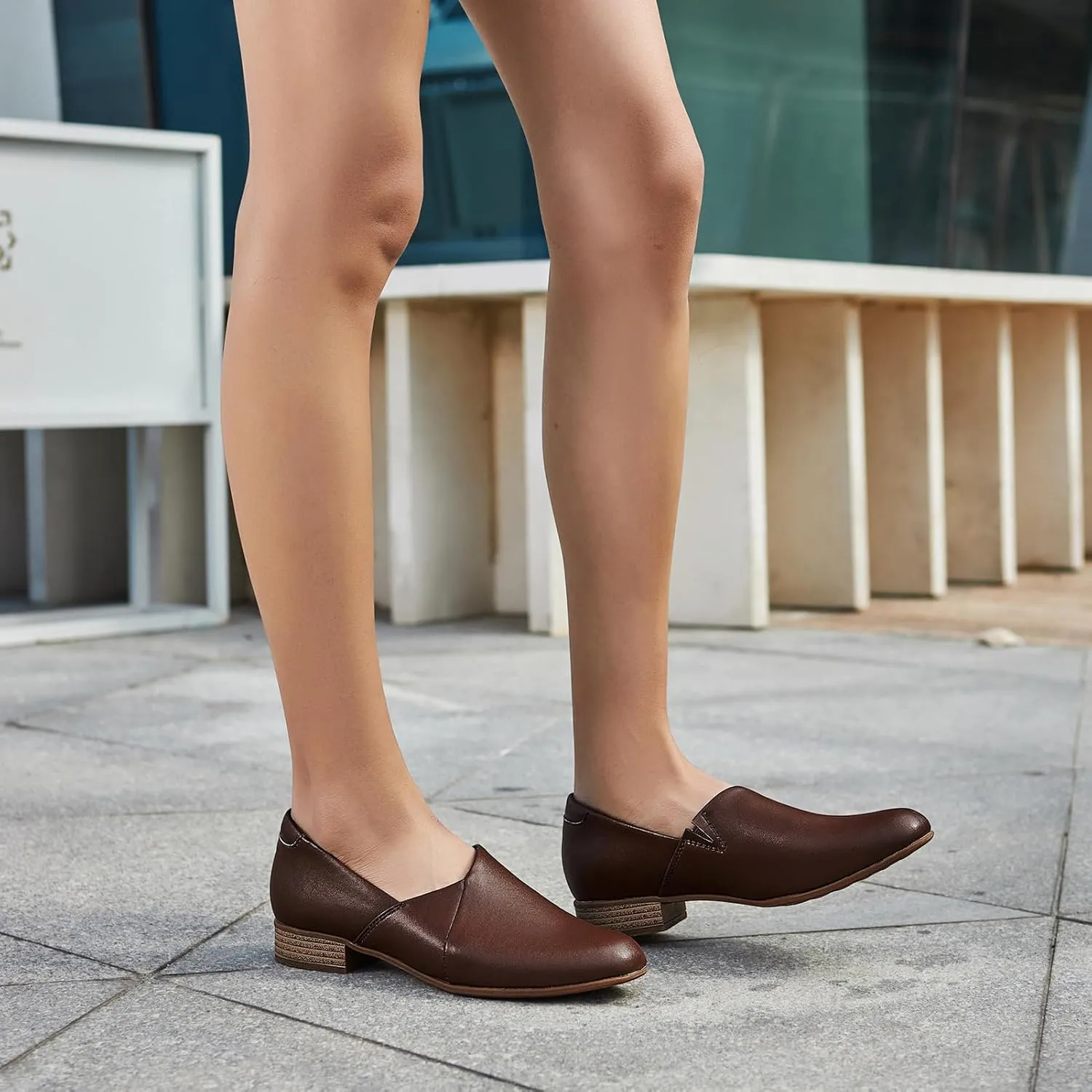 Women's Classic Comfort Dress Shoes Casual Leather Loafers Flats Cute Versatile Slip-Ons Everyday Work Shoes