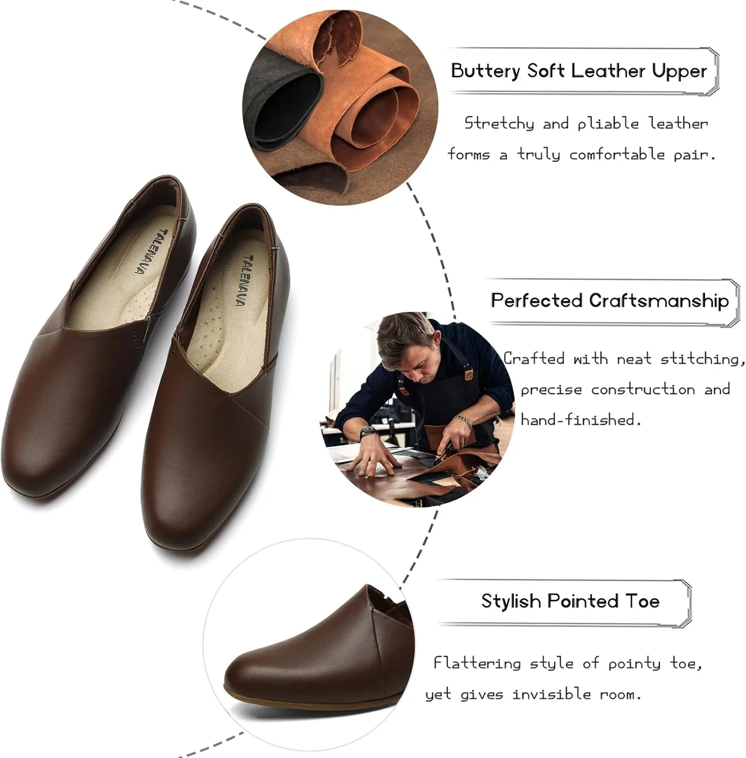 Women's Classic Comfort Dress Shoes Casual Leather Loafers Flats Cute Versatile Slip-Ons Everyday Work Shoes