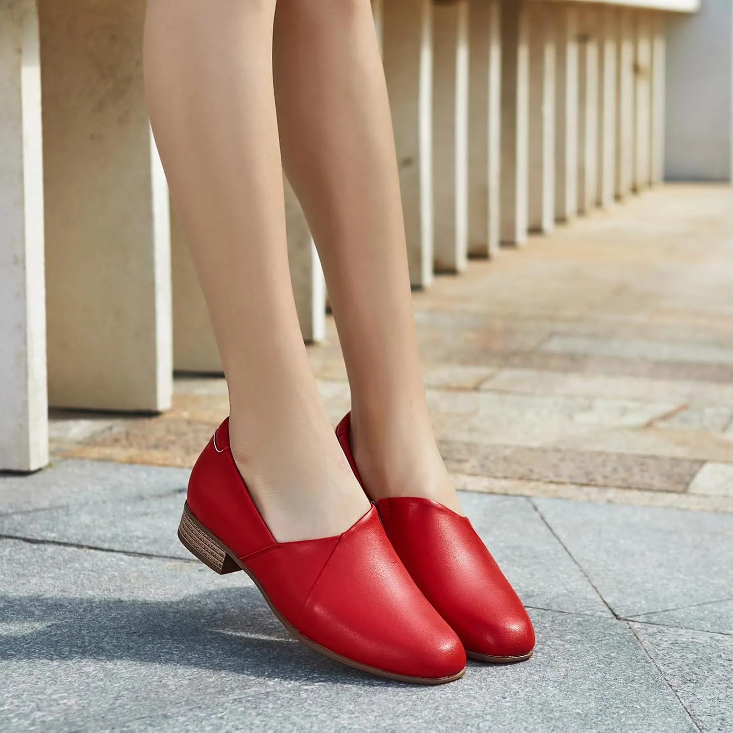 Women's Classic Comfort Dress Shoes Casual Leather Loafers Flats Cute Versatile Slip-Ons Everyday Work Shoes