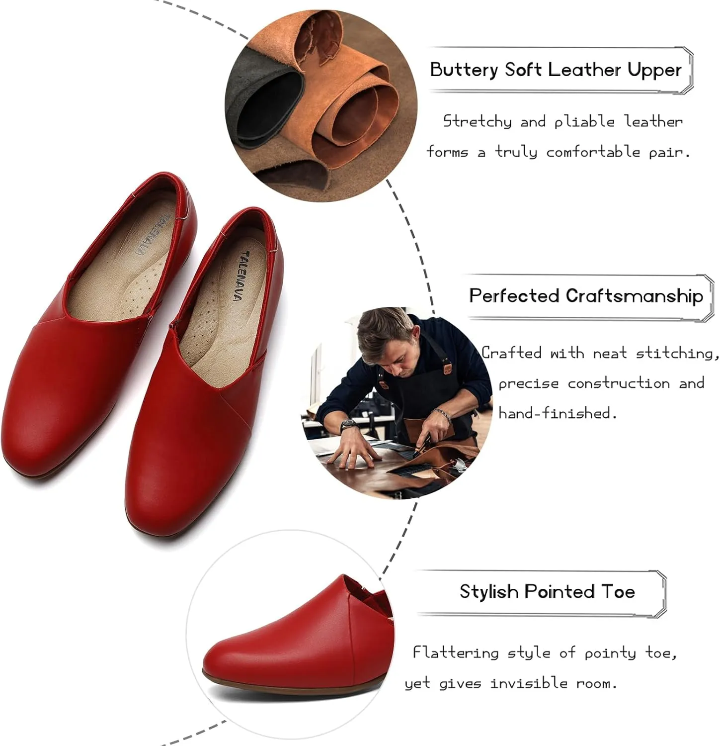 Women's Classic Comfort Dress Shoes Casual Leather Loafers Flats Cute Versatile Slip-Ons Everyday Work Shoes