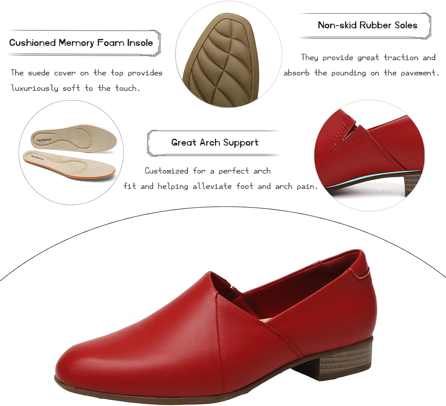 Women's Classic Comfort Dress Shoes Casual Leather Loafers Flats Cute Versatile Slip-Ons Everyday Work Shoes