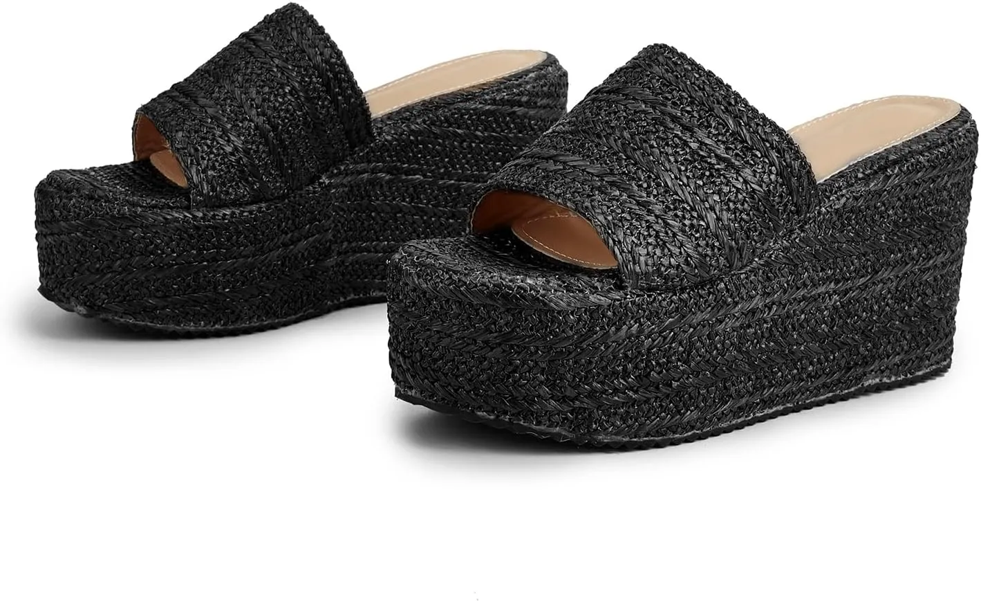Womens Espadrille Platform Wedge Sandal Open Toe High Heel Elastic Ankle Strap Wedges