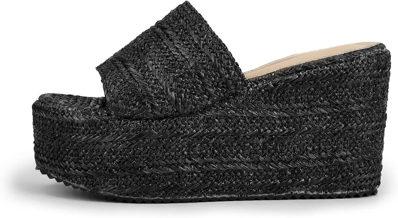 Womens Espadrille Platform Wedge Sandal Open Toe High Heel Elastic Ankle Strap Wedges