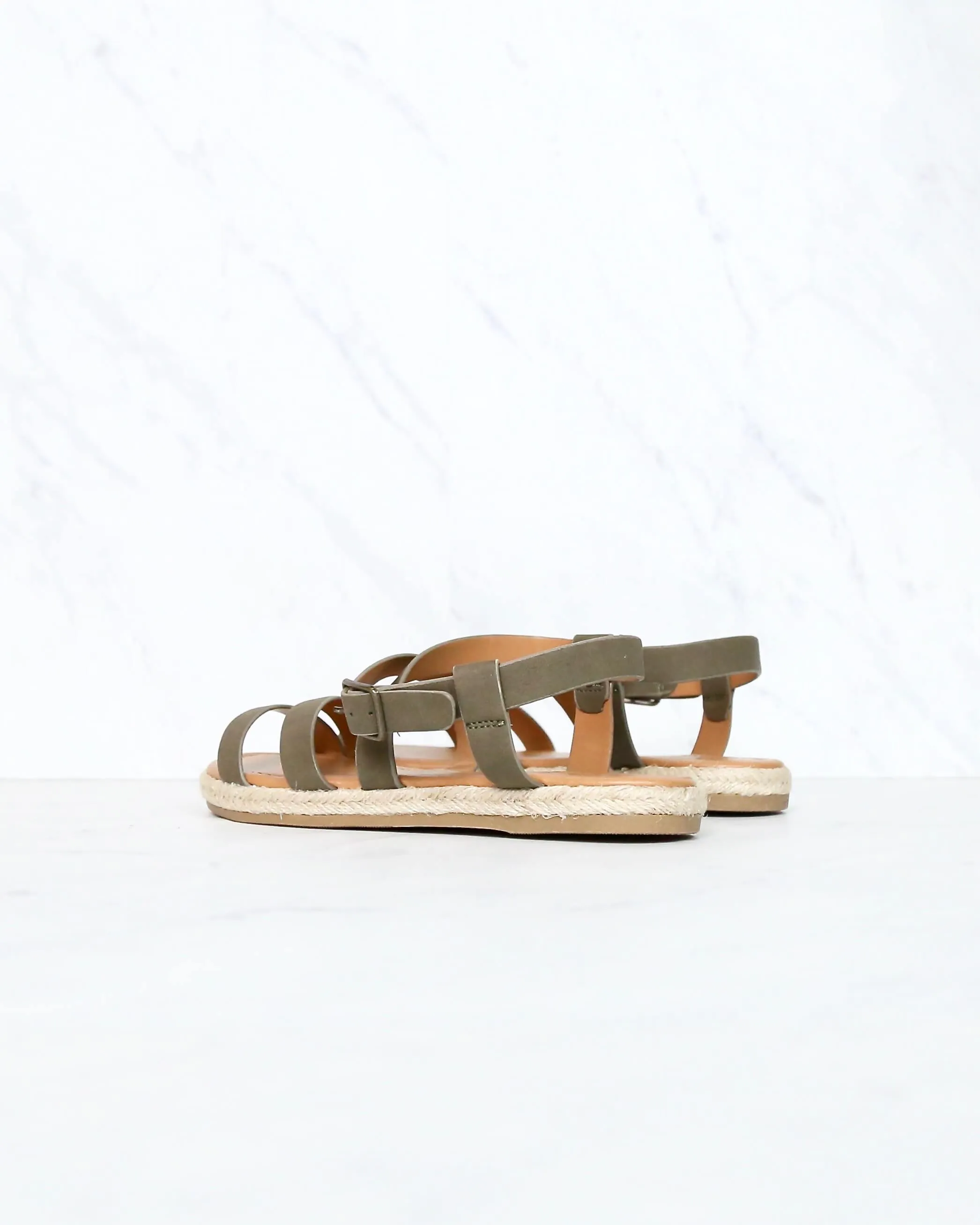 Women's Espadrille Strappy Sandals with Buckle Detailing and Ankle Strap - More colors