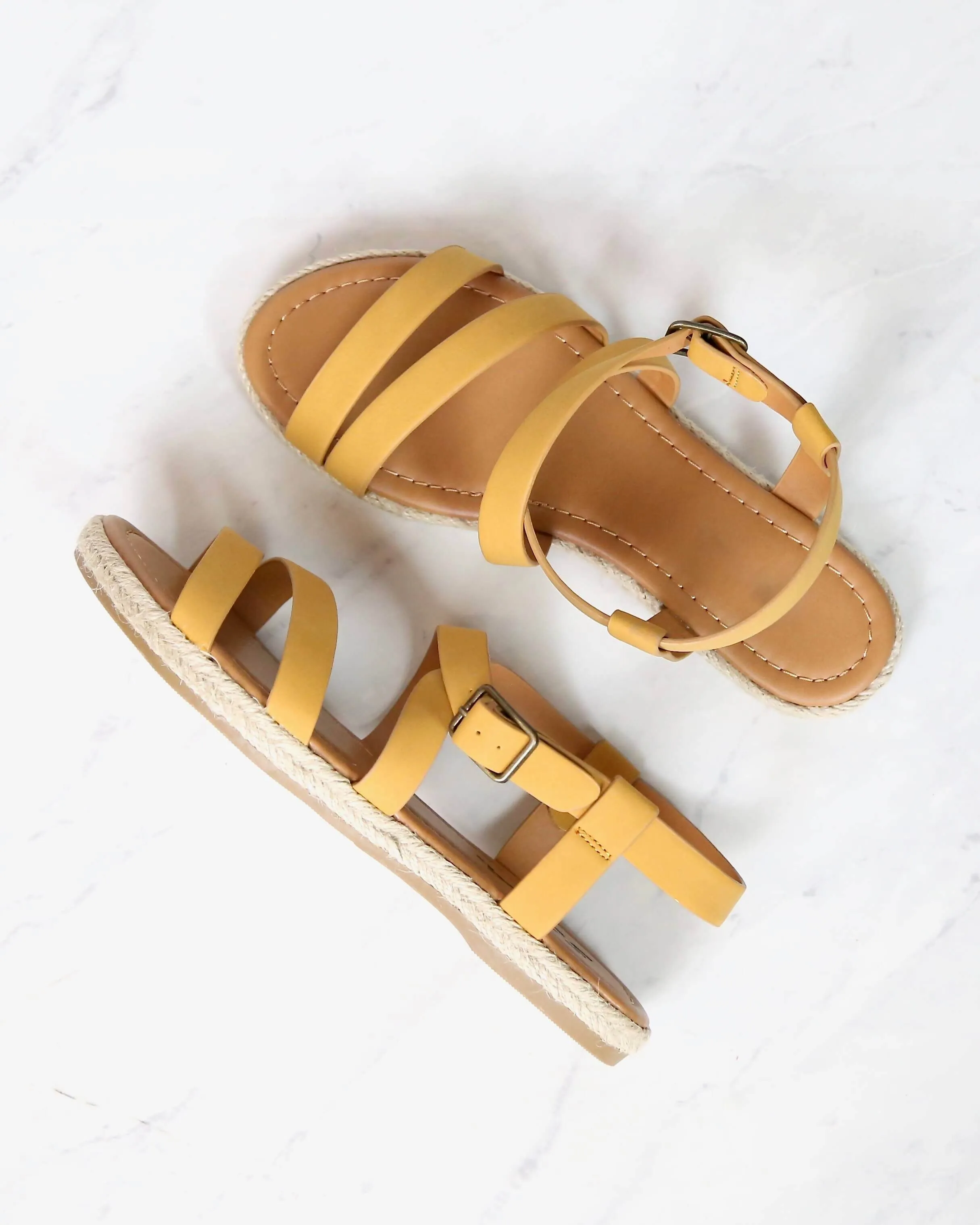 Women's Espadrille Strappy Sandals with Buckle Detailing and Ankle Strap - More colors