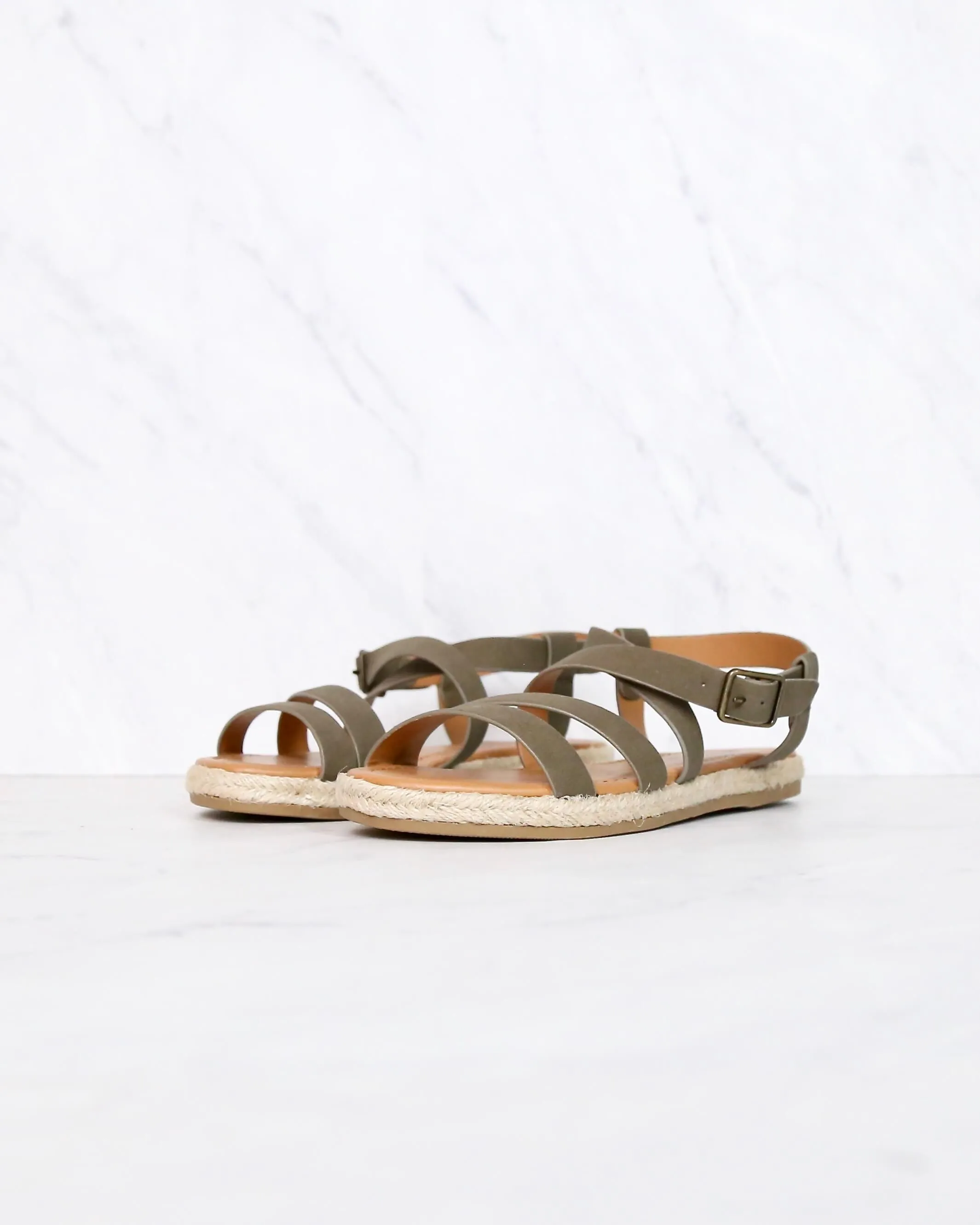 Women's Espadrille Strappy Sandals with Buckle Detailing and Ankle Strap - More colors