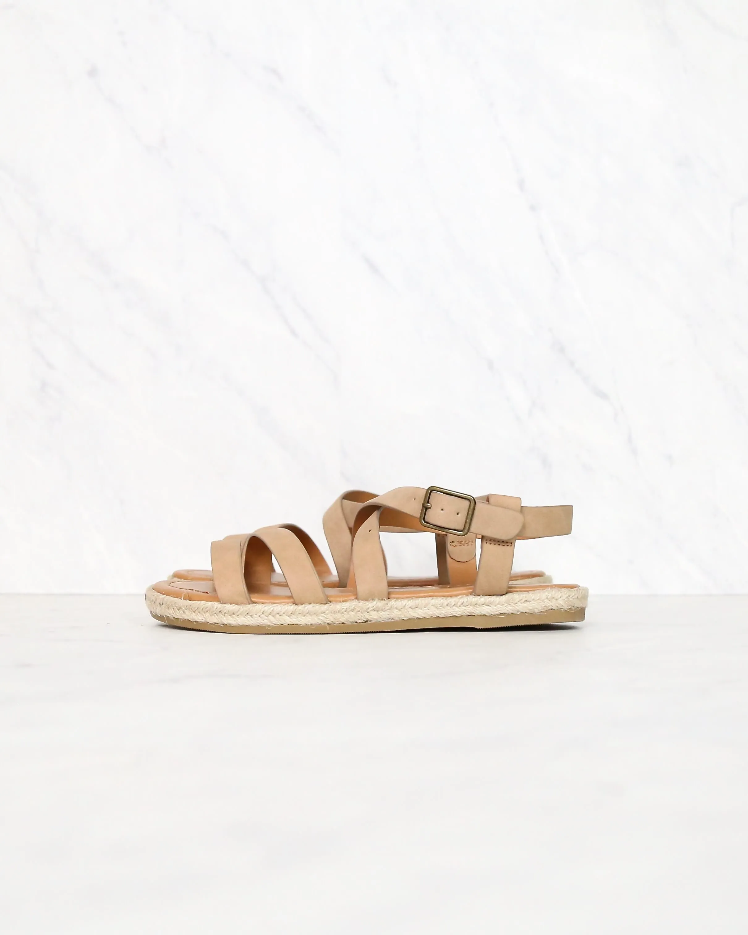 Women's Espadrille Strappy Sandals with Buckle Detailing and Ankle Strap - More colors