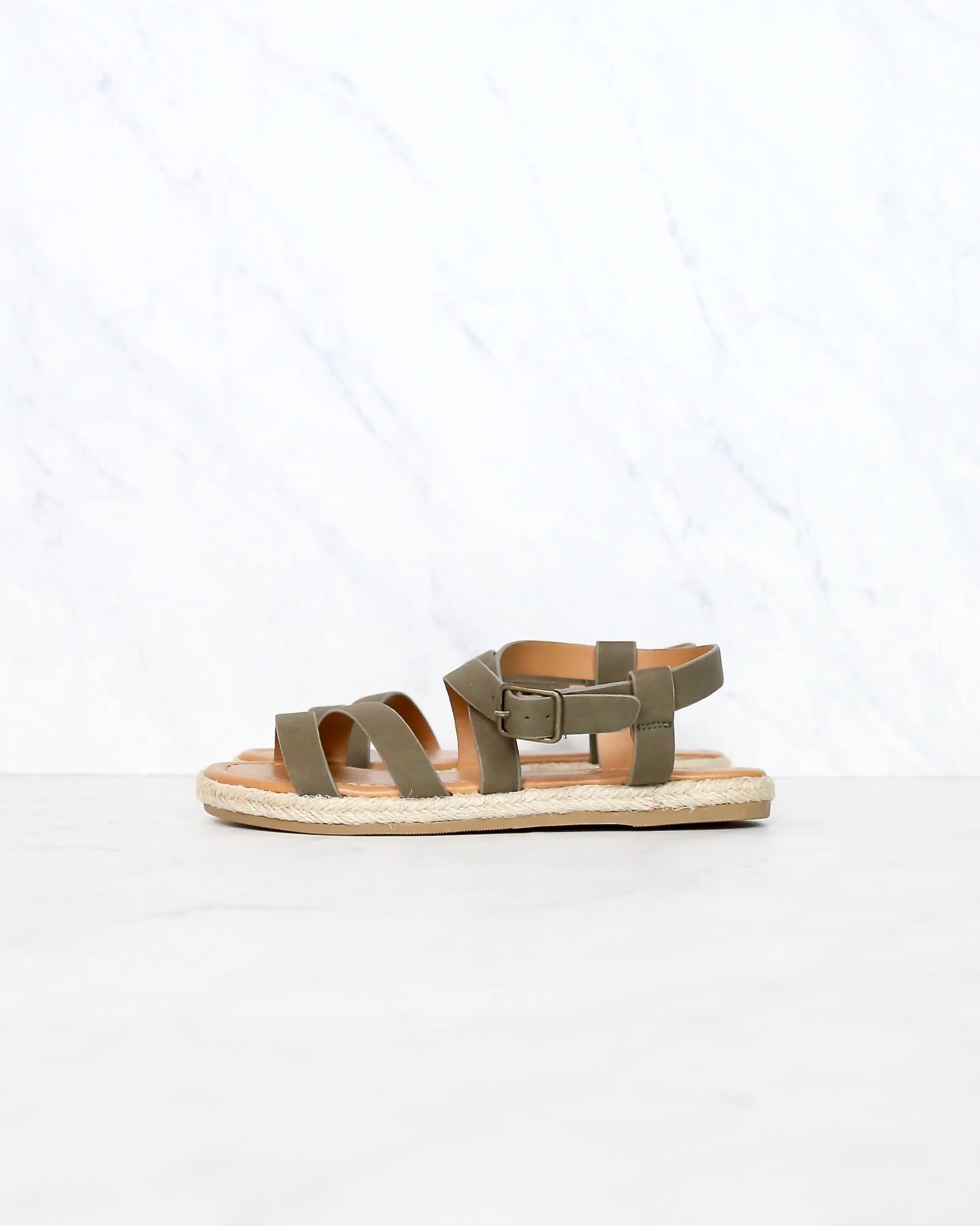 Women's Espadrille Strappy Sandals with Buckle Detailing and Ankle Strap - More colors