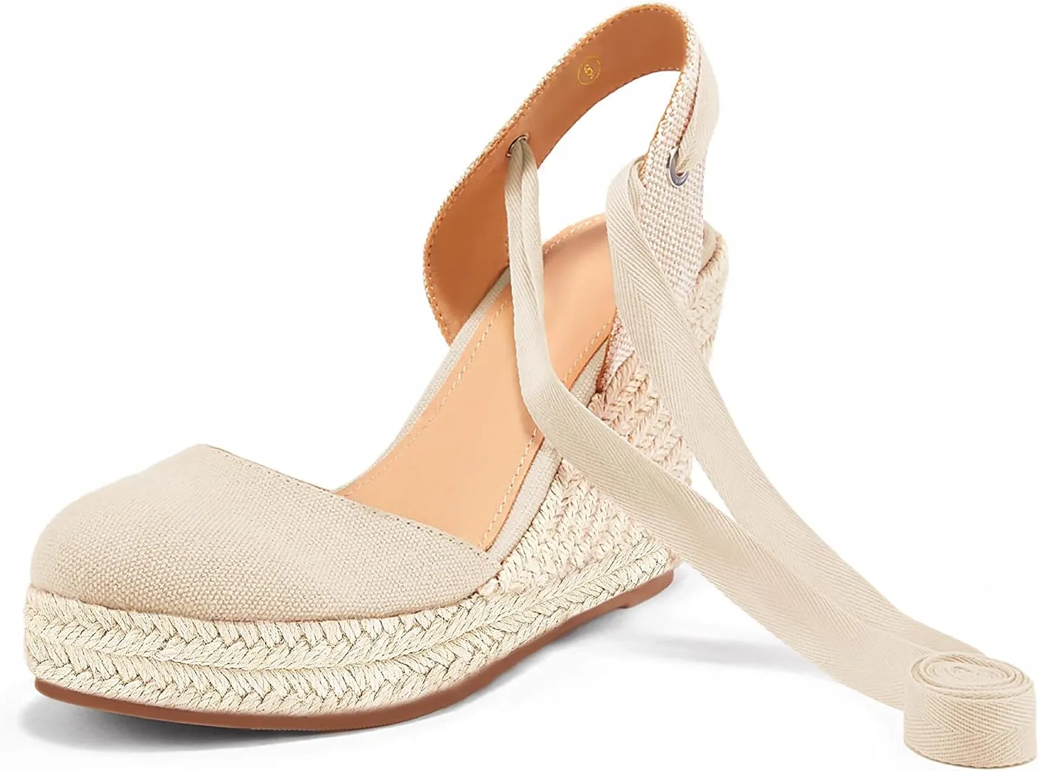 Women's Espadrille Wedge Sandals Closed Toe Lace Up Platform Ankle Wrap Summer Casual Shoes