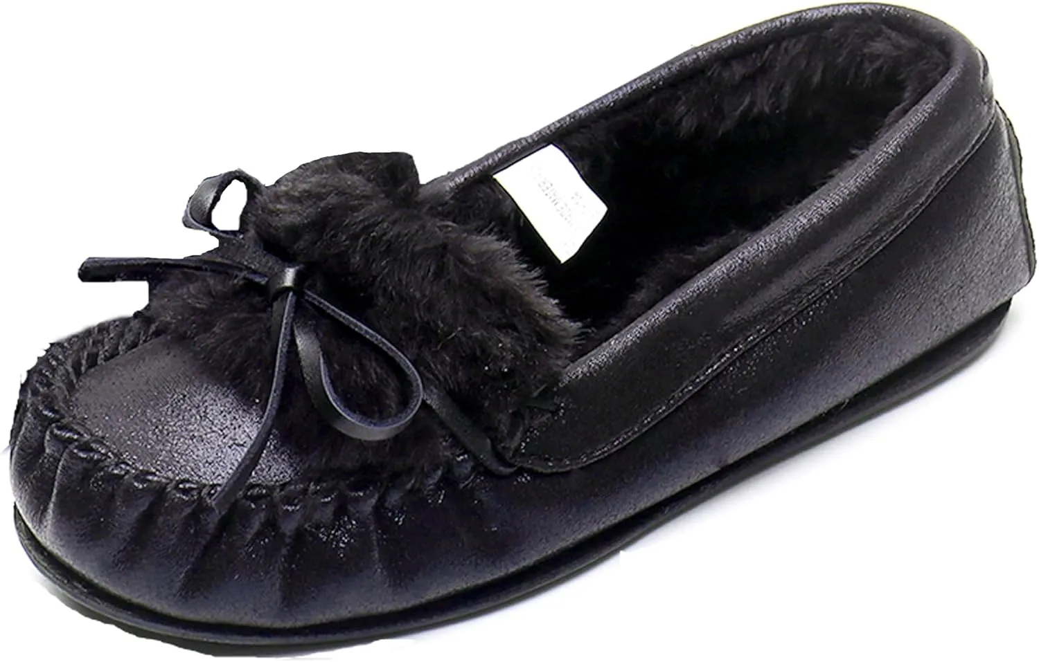 Women's Glitter Moccasin Slipper Faux Fur Lined Winter Slip On Loafer House Shoes