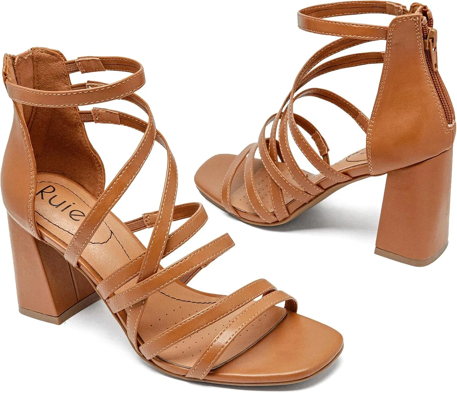 Women's Heels Chunky Heeled Sandals - Dressy Pump Heels Ankle Strap Square Open Toe Wedding Party High Heeled Sandals for Women.