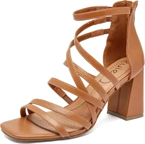 Women's Heels Chunky Heeled Sandals - Dressy Pump Heels Ankle Strap Square Open Toe Wedding Party High Heeled Sandals for Women.