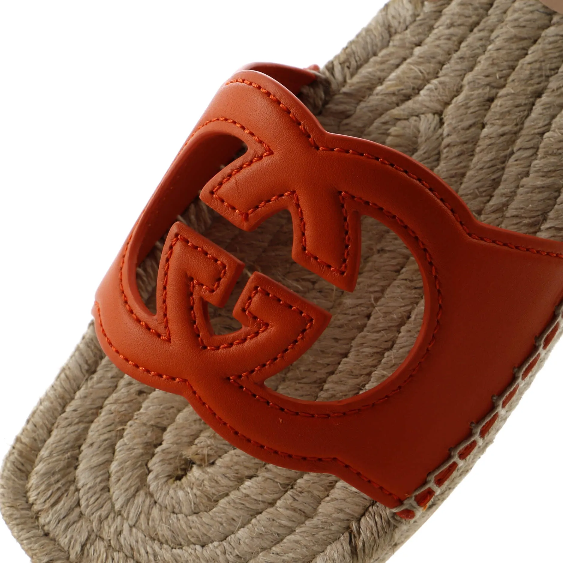 Women's Interlocking G Cut-Out Espadrille Slide Sandals Leather