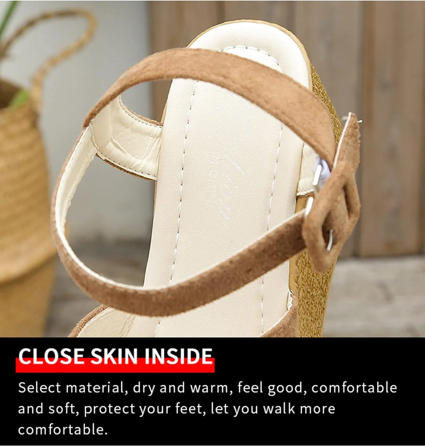 Womens Ladies Gladiator Platform Peep Toe High Heel Wedge Sandals Summer High Heel Sandals Espadrille Buckle Ankle Strap Beach Shoes,Brown,US11/EU42