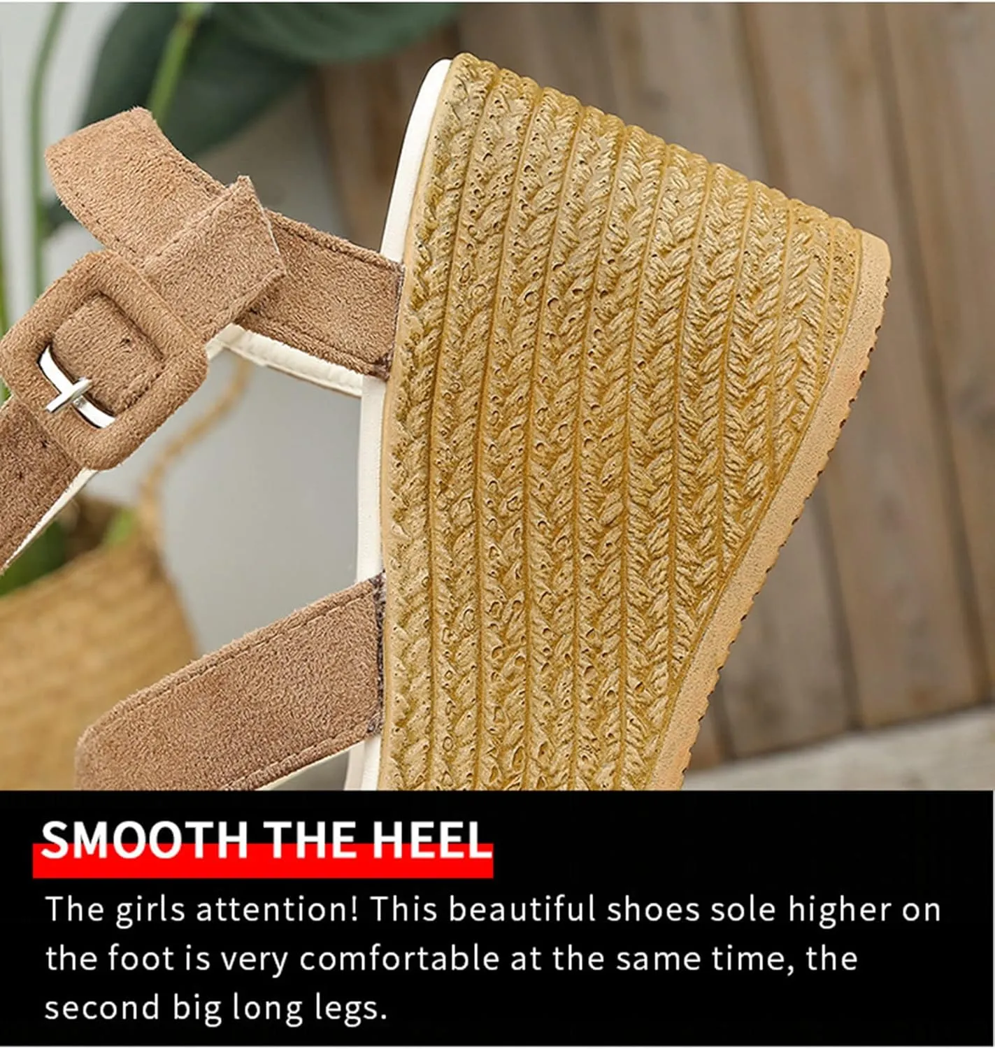 Womens Ladies Gladiator Platform Peep Toe High Heel Wedge Sandals Summer High Heel Sandals Espadrille Buckle Ankle Strap Beach Shoes,Brown,US11/EU42