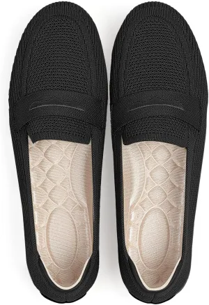 Womens Loafers Comfortable Knit Driving Shoes Washable Casual Work Slip on Loafer