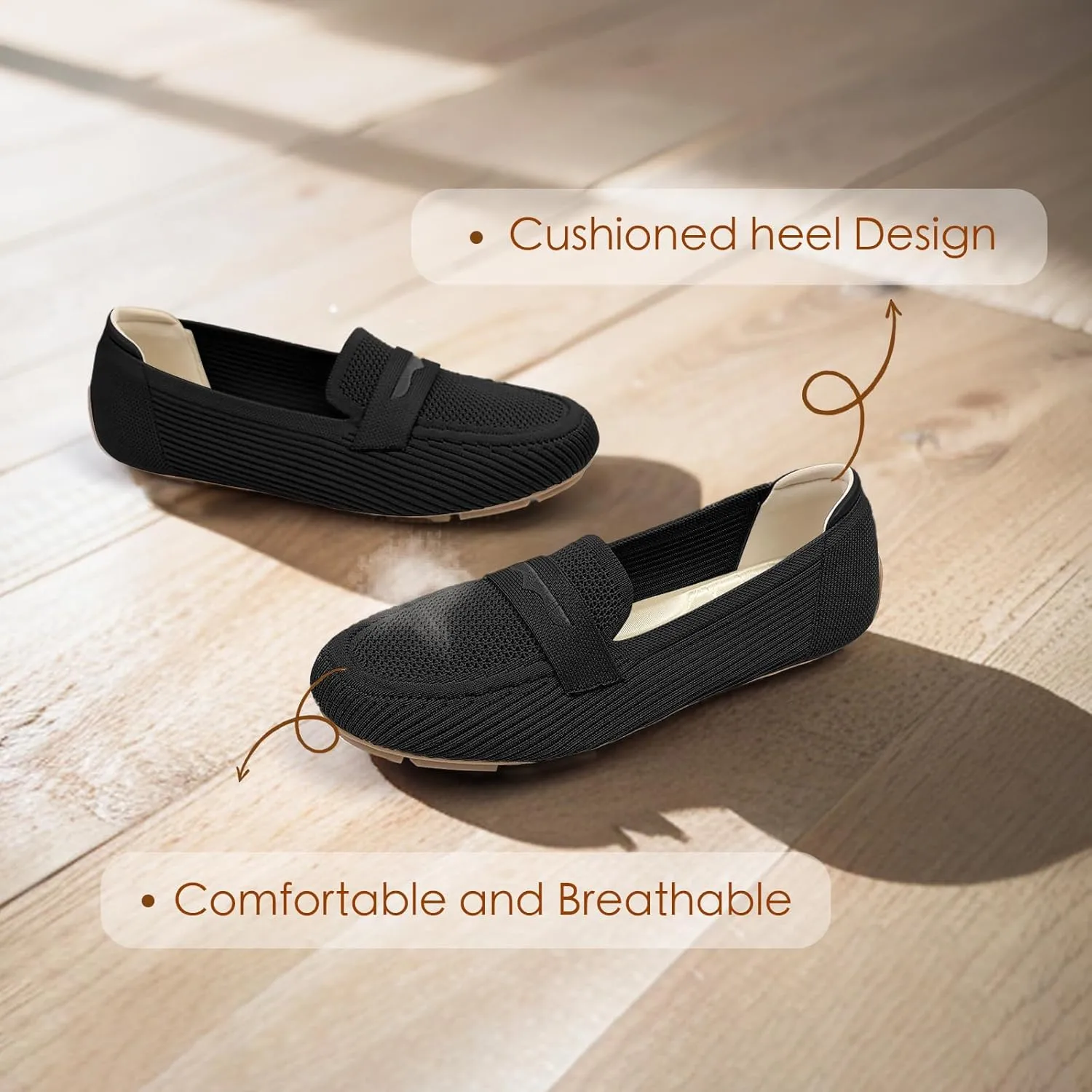 Womens Loafers Comfortable Knit Driving Shoes Washable Casual Work Slip on Loafer