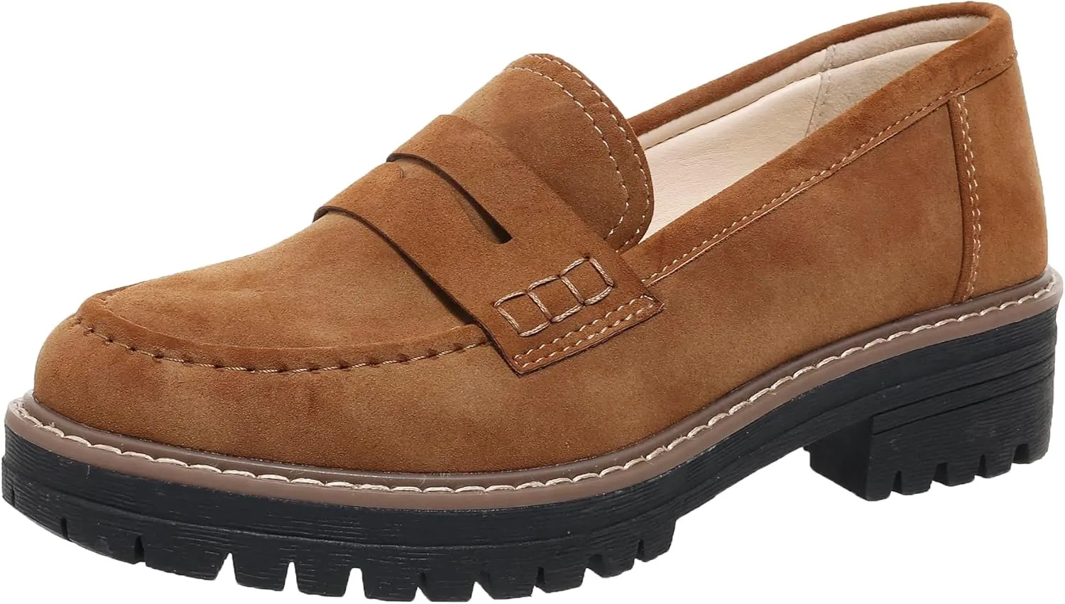 Womens Loafers Shoes Platform Chunky Penny Loafer Lug Sole Comfortable Slip On Work Office Business Casual Dress Shoes, US Size 5-11
